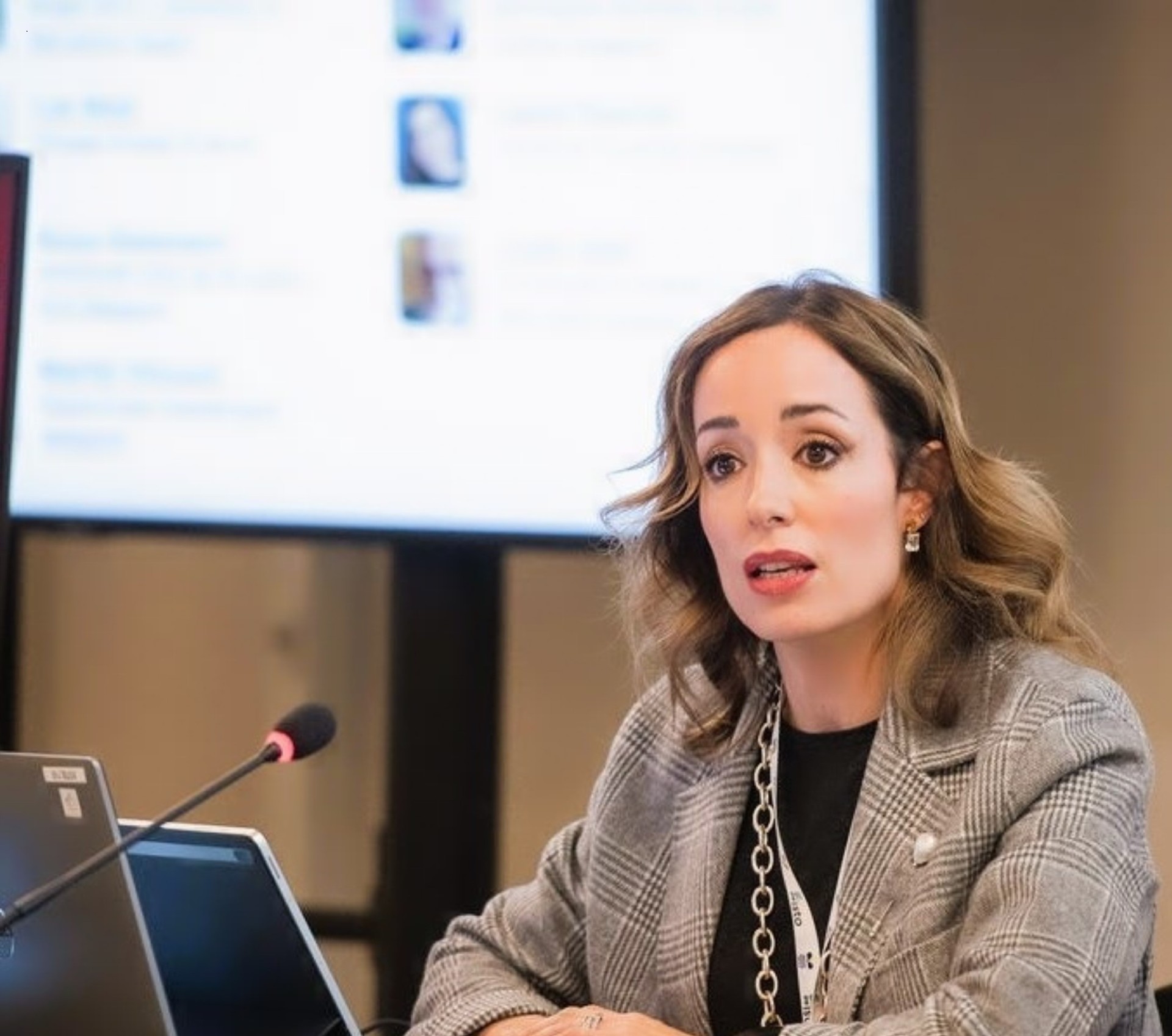 Isabel Novoa speaking at a panel